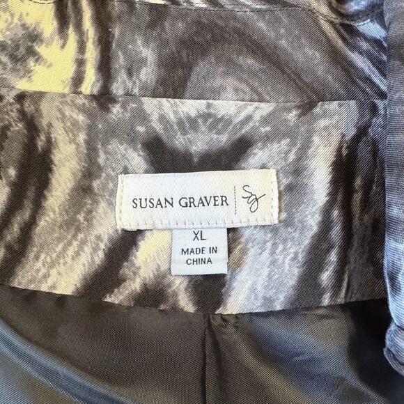 Susan Graver Animal Print Trench Coat Black and White Belt Included Size XL - Picture 2 of 6